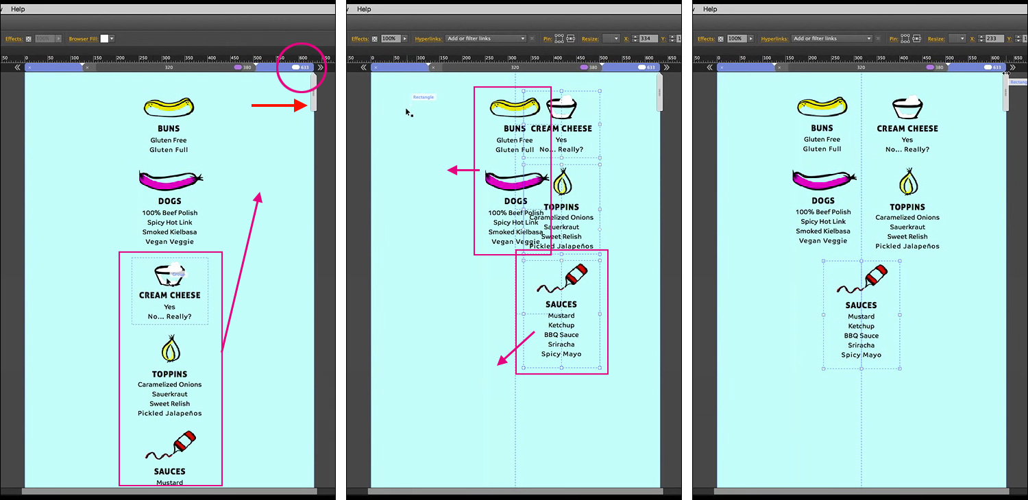 Adobe MAXのアーカイブビデオから。新しいMuseでレスポンシブデザインのページを作成しているシーン。