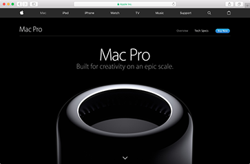 Mac Proの特設ページのスクリーンショット
